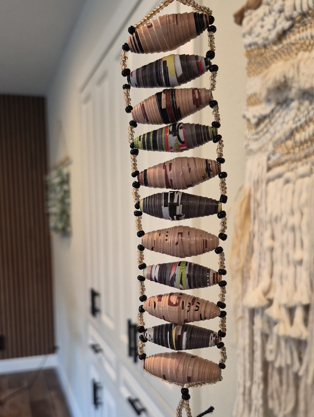 Handcrafted Paper Beaded Statement Bracelet, Button Closure, Botswana - Picture 11 of 11
